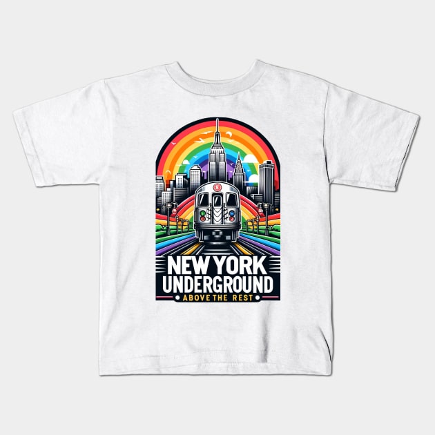 Copy of New York Subway rainbow themed NYC Subway Train Kids T-Shirt by Nysa Design